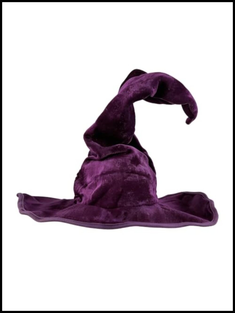 Purple Witch Hat for Women, Velvet Ruched Witches Hat with Wide Brim, Halloween